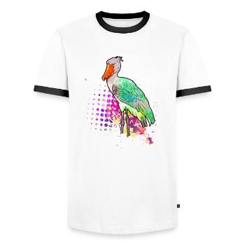 Shoebill Bird Ornithologist Forest I Gift - Men's Ringer Shirt - white/black - Front - AI Model Female 172 light (172cm) & AI Model Male 178 dark (178cm)