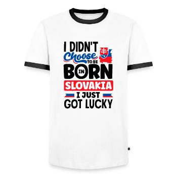 Slovak Slovakia Slovak Flag Quote - Men's Ringer Shirt - white/black - Front - AI Model Female 172 light (172cm) & AI Model Male 178 dark (178cm)
