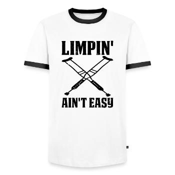 Limpin' Ain't Easy 20 - Men's Ringer Shirt - white/black - Front - AI Model Female 172 light (172cm) & AI Model Male 178 dark (178cm)