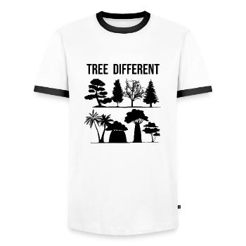 Tree Different - be different - be yourself - Men's Ringer Shirt - white/black - Front - AI Model Female 172 light (172cm) & AI Model Male 178 dark (178cm)