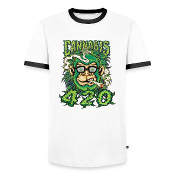 MARIHUANA 420 CANNABIS WEED HANF SMOKER DESIGN - Männer Kontrast-T-Shirt - Weiß/Schwarz - Vorne - AI Model Female 172 light (172cm) & AI Model Male 178 dark (178cm)