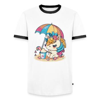 Cute unicorn for kids - Summer Edition - Men's Ringer Shirt - white/black - Front - AI Model Female 172 light (172cm) & AI Model Male 178 dark (178cm)
