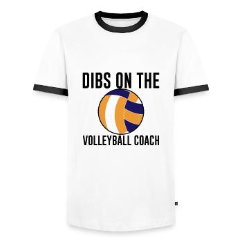 Dibs sur l’entraîneur de volleyball - T-shirt contrasté Homme - blanc/noir - Devant - AI Model Female 172 light (172cm) & AI Model Male 178 dark (178cm)