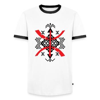 AMAZIGH sYMBOLE BERBERE Z IMAZIGHEN BIJOU KABYL - T-shirt contrasté Homme - blanc/noir - Devant - AI Model Female 172 light (172cm) & AI Model Male 178 dark (178cm)