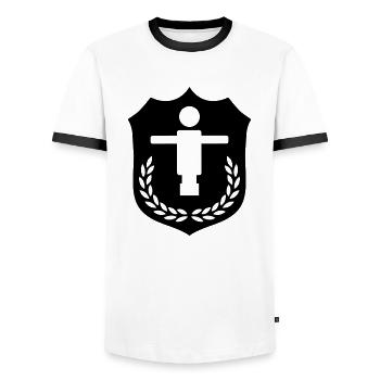 Armoiries de Kicker - T-shirt contrasté Homme - blanc/noir - Devant - AI Model Female 172 light (172cm) & AI Model Male 178 dark (178cm)