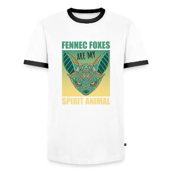 Cute Desert Fox Gift for Girls Kids - Men's Ringer Shirt - white/black - Front - AI Model Female 172 light (172cm) & AI Model Male 178 dark (178cm)