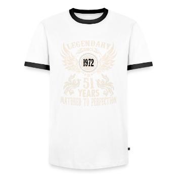 Drôle de chemise d’anniversaire pour un dicton de 51 ans - T-shirt contrasté Homme - blanc/noir - Devant - AI Model Female 172 light (172cm) & AI Model Male 178 dark (178cm)