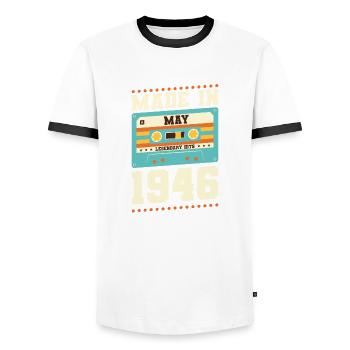 69th birthday May Born in 1954 Gift idea - Men's Ringer Shirt - white/black - Front - AI Model Female 172 light (172cm) & AI Model Male 178 dark (178cm)