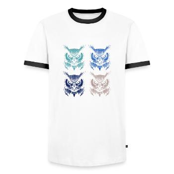 Nature Owl Wildlife Forest Animal Artsy Owl - Men's Ringer Shirt - white/black - Front - AI Model Female 172 light (172cm) & AI Model Male 178 dark (178cm)