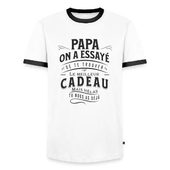 Meilleur cadeau pour Papa - Fête des pères - T-shirt contrasté Homme - blanc/noir - Devant - AI Model Female 172 light (172cm) & AI Model Male 178 dark (178cm)