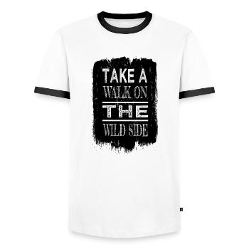 Motor Home Funny Bear Camping Quote Jokes - Men's Ringer Shirt - white/black - Front - AI Model Female 172 light (172cm) & AI Model Male 178 dark (178cm)