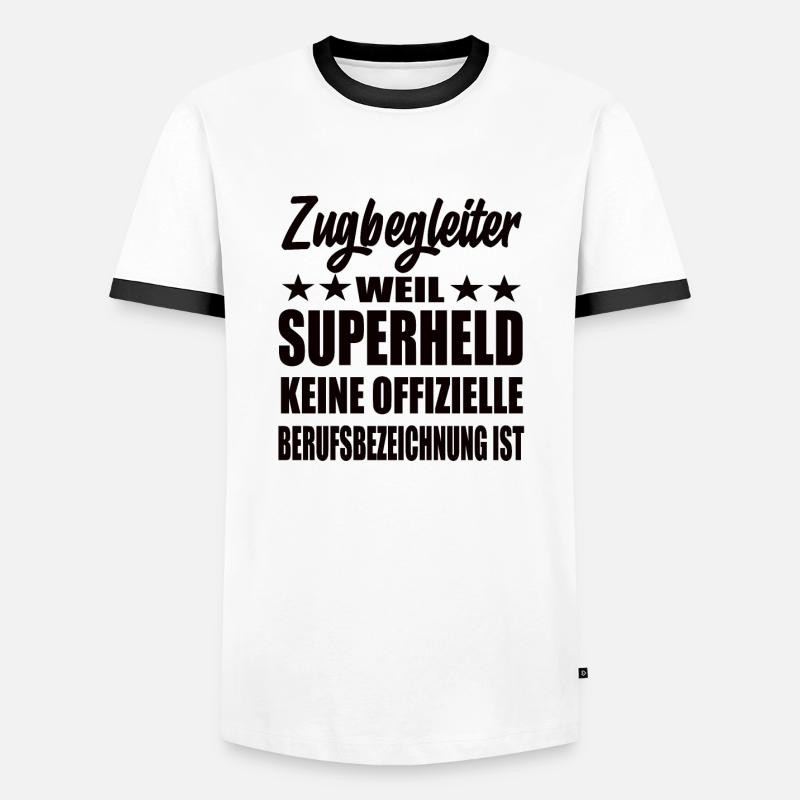 Zugbegleiter Superheld Spruch - Männer Kontrast-T-Shirt - Weiß/Schwarz