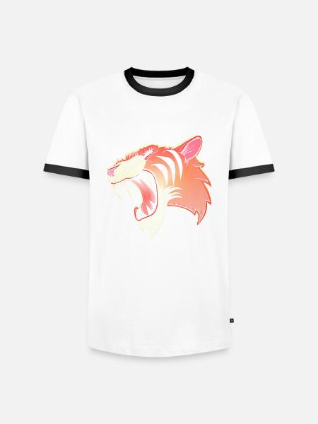 Säbelzahntiger Kopf Comic - Männer Kontrast-T-Shirt - Weiß/Schwarz