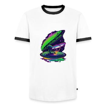 Extraterrestre de bain spatial - T-shirt contrasté Homme - blanc/noir - Devant - AI Model Female 172 light (172cm) & AI Model Male 178 dark (178cm)