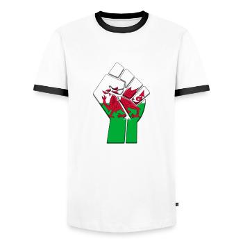 Wales United Kingdom Flag Welsh UK Country Pride - Men's Ringer Shirt - white/black - Front - AI Model Female 172 light (172cm) & AI Model Male 178 dark (178cm)