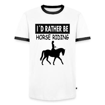 Pferd reiten Reiter Reitsport Reiterin Geschenk - Männer Kontrast-T-Shirt - Weiß/Schwarz - Vorne - AI Model Female 172 light (172cm) & AI Model Male 178 dark (178cm)