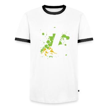 Football Birthday 7 Years Old Young Children - Men's Ringer Shirt - white/black - Front - AI Model Female 172 light (172cm) & AI Model Male 178 dark (178cm)