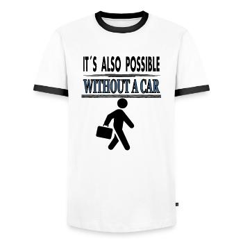 Marcher est un cadeau sportif sain - T-shirt contrasté Homme - blanc/noir - Devant - AI Model Female 172 light (172cm) & AI Model Male 178 dark (178cm)