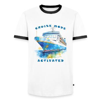 Cruise mode activated - Cruising Vacation - Men's Ringer Shirt - white/black - Front - AI Model Female 172 light (172cm) & AI Model Male 178 dark (178cm)