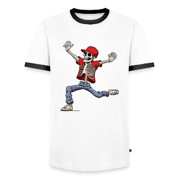 Tanzendes Skelett Hip-Hop - Männer Kontrast-T-Shirt - Weiß/Schwarz - Vorne - AI Model Female 172 light (172cm) & AI Model Male 178 dark (178cm)