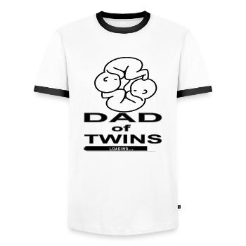 Daddy of Twins Babysitter Baby Feet Gift - Men's Ringer Shirt - white/black - Front - AI Model Female 172 light (172cm) & AI Model Male 178 dark (178cm)