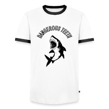 gefährlicher Hai Haifische Fischkopf Geschenkidee - Men's Ringer Shirt - white/black - Front - AI Model Female 172 light (172cm) & AI Model Male 178 dark (178cm)