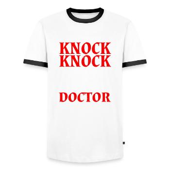 Knock Knock Who's There Doctor 12 - Männer Kontrast-T-Shirt - Weiß/Schwarz - Vorne - AI Model Female 172 light (172cm) & AI Model Male 178 dark (178cm)