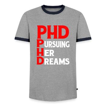 Ph.D. Poursuivre ses rêves 8 - T-shirt contrasté Homme - gris/marine  - Devant - AI Model Female 172 light (172cm) & AI Model Male 178 light (178cm)
