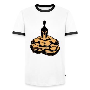 Forte Spartiate - T-shirt contrasté Homme - blanc/noir - Devant - AI Model Female 172 light (172cm) & AI Model Male 178 dark (178cm)
