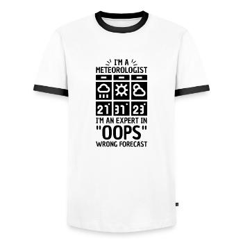 Meteorology pun for meteorologist - Men's Ringer Shirt - white/black - Front - AI Model Female 172 light (172cm) & AI Model Male 178 dark (178cm)