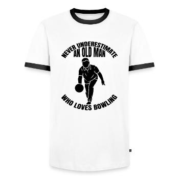 Bowling Bowling Club Bowling Bowler Bowling Club - T-shirt contrasté Homme - blanc/noir - Devant - AI Model Female 172 light (172cm) & AI Model Male 178 dark (178cm)