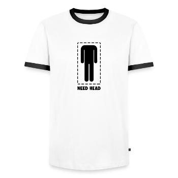Lustig brauchen Kopf Witz Kopfloser Mann Knebel Humor - Männer Kontrast-T-Shirt - Weiß/Schwarz - Vorne - AI Model Female 172 light (172cm) & AI Model Male 178 dark (178cm)