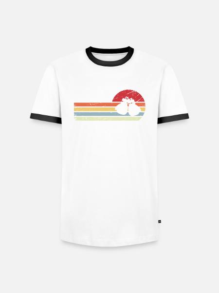 Sonne und Retro Lines - Boxhandschuhe - - Männer Kontrast-T-Shirt - Weiß/Schwarz