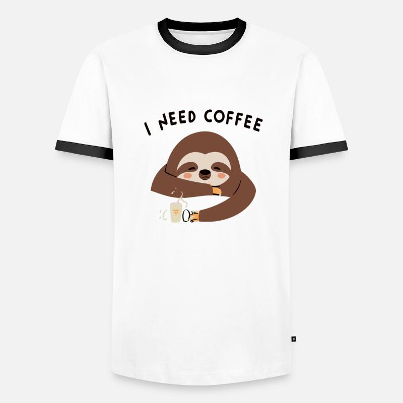 Sloth I Need Coffee - Men's Ringer Shirt - white/black