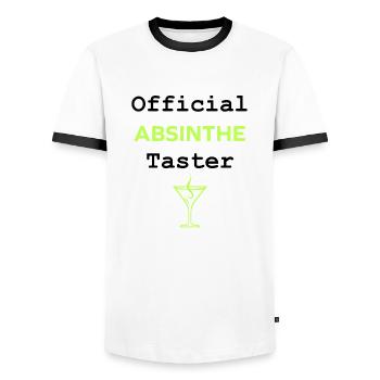 Offizielle Absinth-Verkostung - Männer Kontrast-T-Shirt - Weiß/Schwarz - Vorne - AI Model Female 172 light (172cm) & AI Model Male 178 dark (178cm)