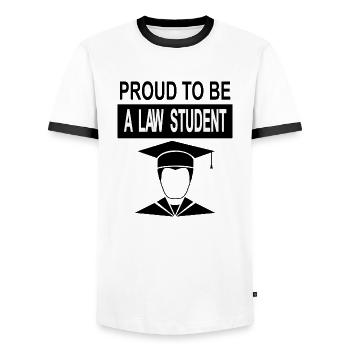 Law Study, Law Student, Law Degree Gift - Men's Ringer Shirt - white/black - Front - AI Model Female 172 light (172cm) & AI Model Male 178 dark (178cm)