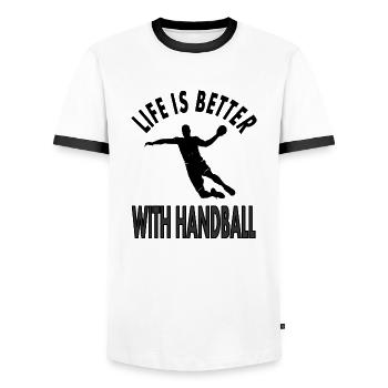 Joueur de handball Cool disant cadeau de handball - T-shirt contrasté Homme - blanc/noir - Devant - AI Model Female 172 light (172cm) & AI Model Male 178 dark (178cm)