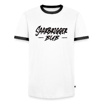 Saarbrigger Bub Saarland Saarländisch Dialekt Saar - Männer Kontrast-T-Shirt - Weiß/Schwarz - Vorne - AI Model Female 172 light (172cm) & AI Model Male 178 dark (178cm)