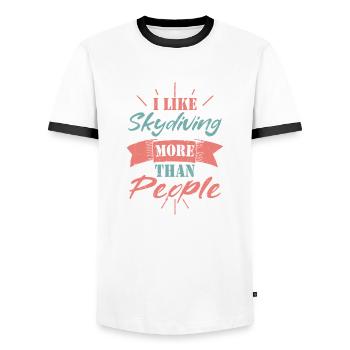 I Like Skydiving More Than People Skydiver Parachu - Men's Ringer Shirt - white/black - Front - AI Model Female 172 light (172cm) & AI Model Male 178 dark (178cm)
