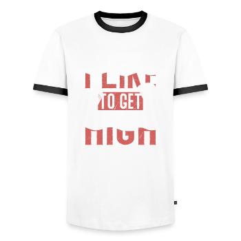 J’aime obtenir un parachute de parachutiste haut - T-shirt contrasté Homme - blanc/noir - Devant - AI Model Female 172 light (172cm) & AI Model Male 178 dark (178cm)