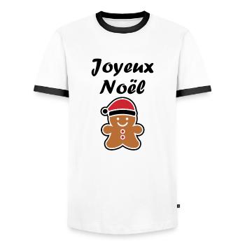 Joyeux noel pain d'épice - T-shirt contrasté Homme - blanc/noir - Devant - AI Model Female 172 light (172cm) & AI Model Male 178 dark (178cm)
