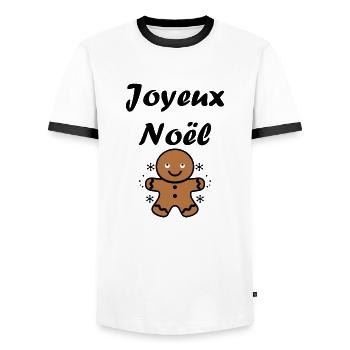 Joyeux noel pain d'épice - T-shirt contrasté Homme - blanc/noir - Devant - AI Model Female 172 light (172cm) & AI Model Male 178 dark (178cm)