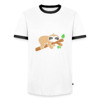 I'd rather sleep t-shirt - Men's Ringer Shirt - white/black - Front - AI Model Female 172 light (172cm) & AI Model Male 178 dark (178cm)