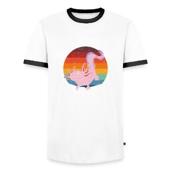 Nur Ein Junge, Der Axolotls Im Retro Liebt - Männer Kontrast-T-Shirt - Weiß/Schwarz - Vorne - AI Model Female 172 light (172cm) & AI Model Male 178 dark (178cm)