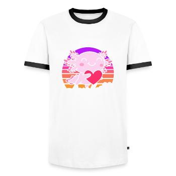 Just A Girl Who Loves Axolotls In Retro - Men's Ringer Shirt - white/black - Front - AI Model Female 172 light (172cm) & AI Model Male 178 dark (178cm)