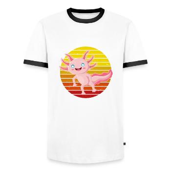 Das Leben Ist Mit Axolotls Im Retro Viel Besser - Männer Kontrast-T-Shirt - Weiß/Schwarz - Vorne - AI Model Female 172 light (172cm) & AI Model Male 178 dark (178cm)