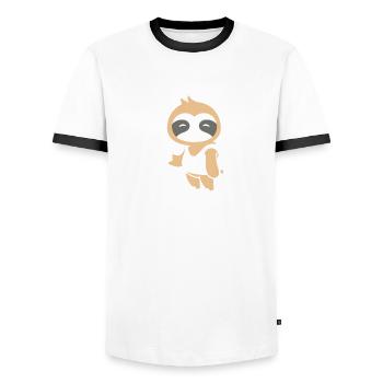 Not To Brag, Cute Sloth T-Shirt - Men's Ringer Shirt - white/black - Front - AI Model Female 172 light (172cm) & AI Model Male 178 dark (178cm)