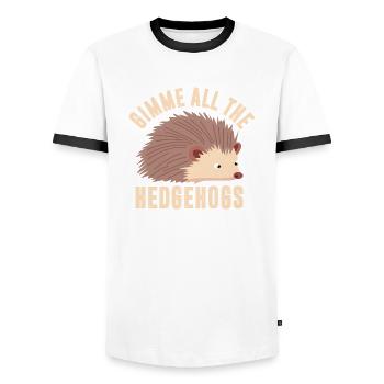 Gib Mir Alle Hedgehogs - Männer Kontrast-T-Shirt - Weiß/Schwarz - Vorne - AI Model Female 172 light (172cm) & AI Model Male 178 dark (178cm)
