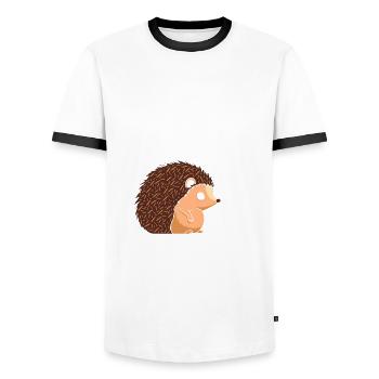 Cute Hedgehog T-Shirt - Men's Ringer Shirt - white/black - Front - AI Model Female 172 light (172cm) & AI Model Male 178 dark (178cm)