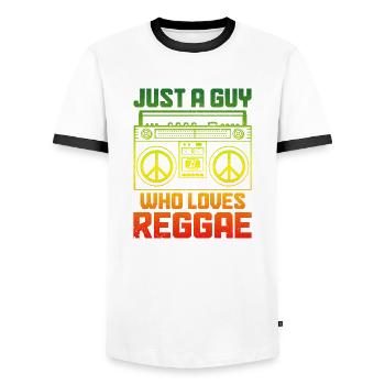 Reggae Musik Rastafari Jamaika - Männer Kontrast-T-Shirt - Weiß/Schwarz - Vorne - AI Model Female 172 light (172cm) & AI Model Male 178 dark (178cm)